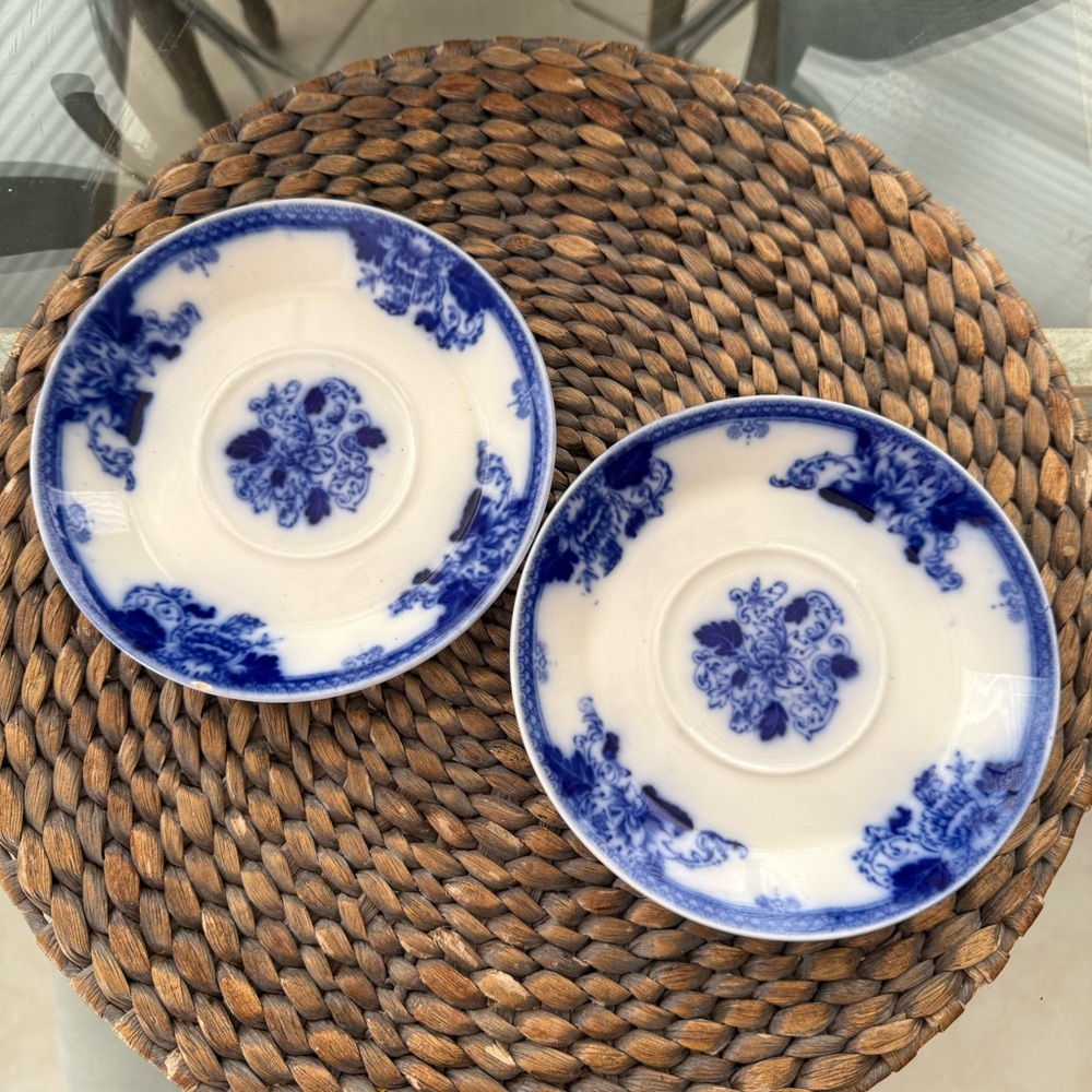 Antique John Maddock & Sons Roseville Saucer Set Of 2